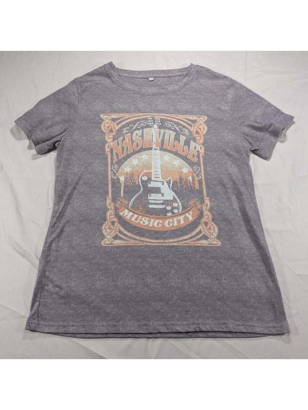 Nashville Music City Gray Graphic T-Shirt